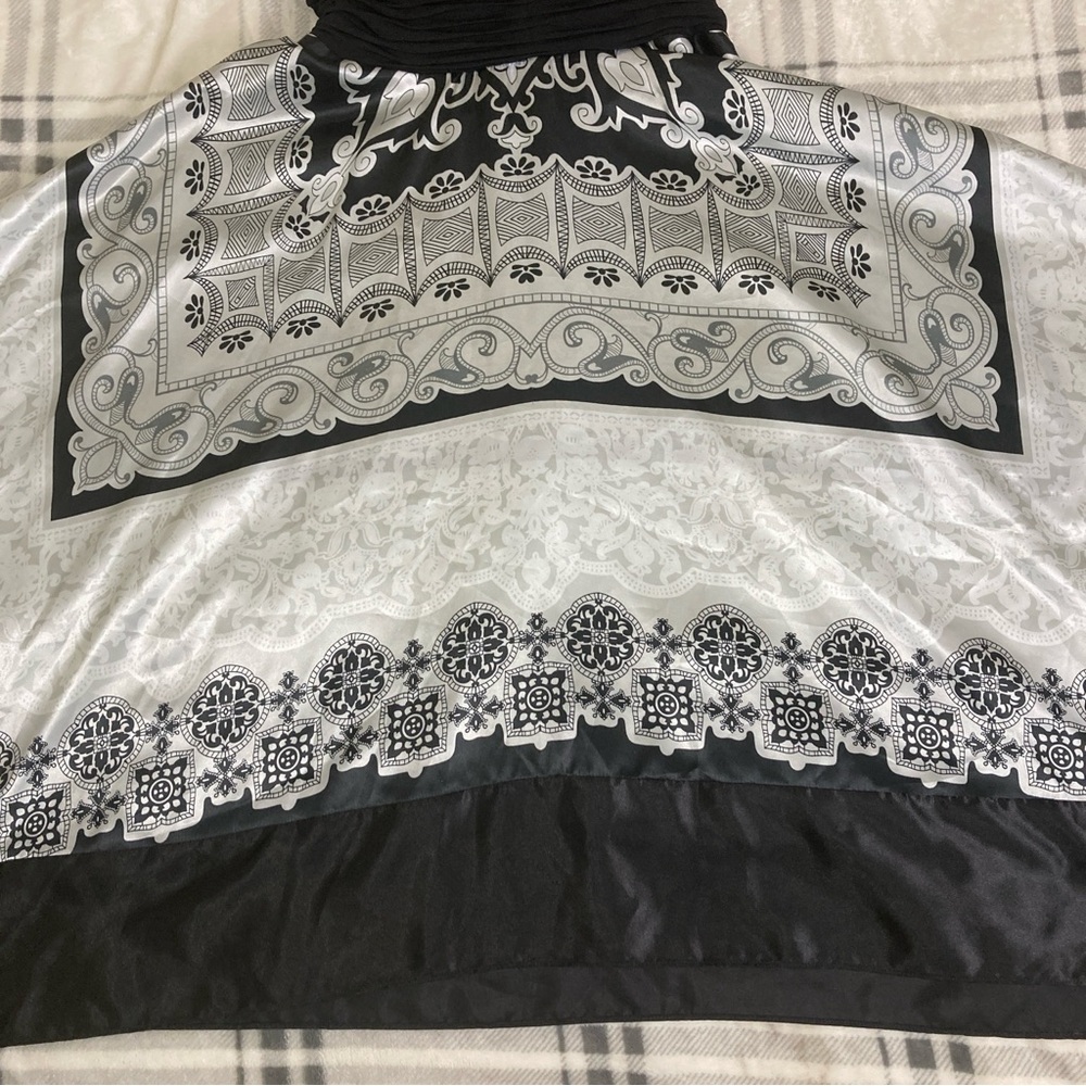 Signature by Sangria Black/Gray Dress Fit & Flare handkerchief hem sleeveless 8 - Picture 8 of 16